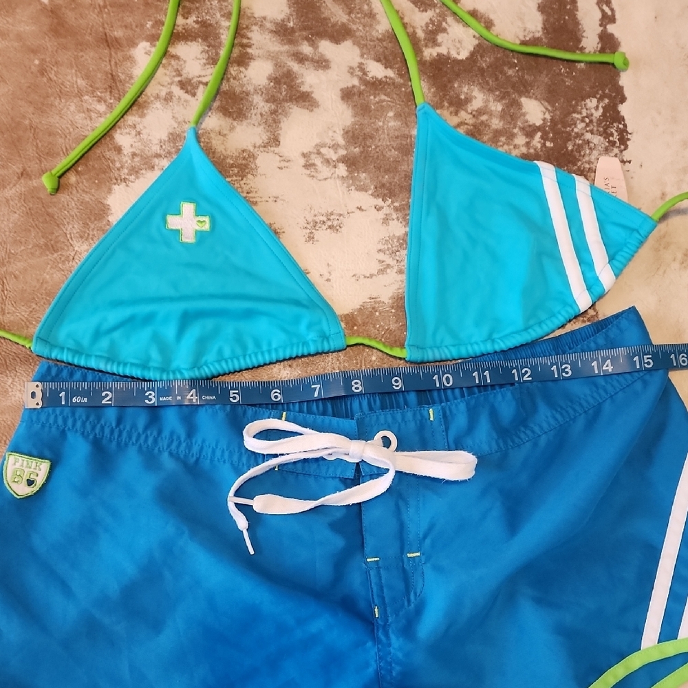 Rare Pink VS Team Pink Bundle Set. Shorts and Bikini Top. Size: M - Picture 5 of 16